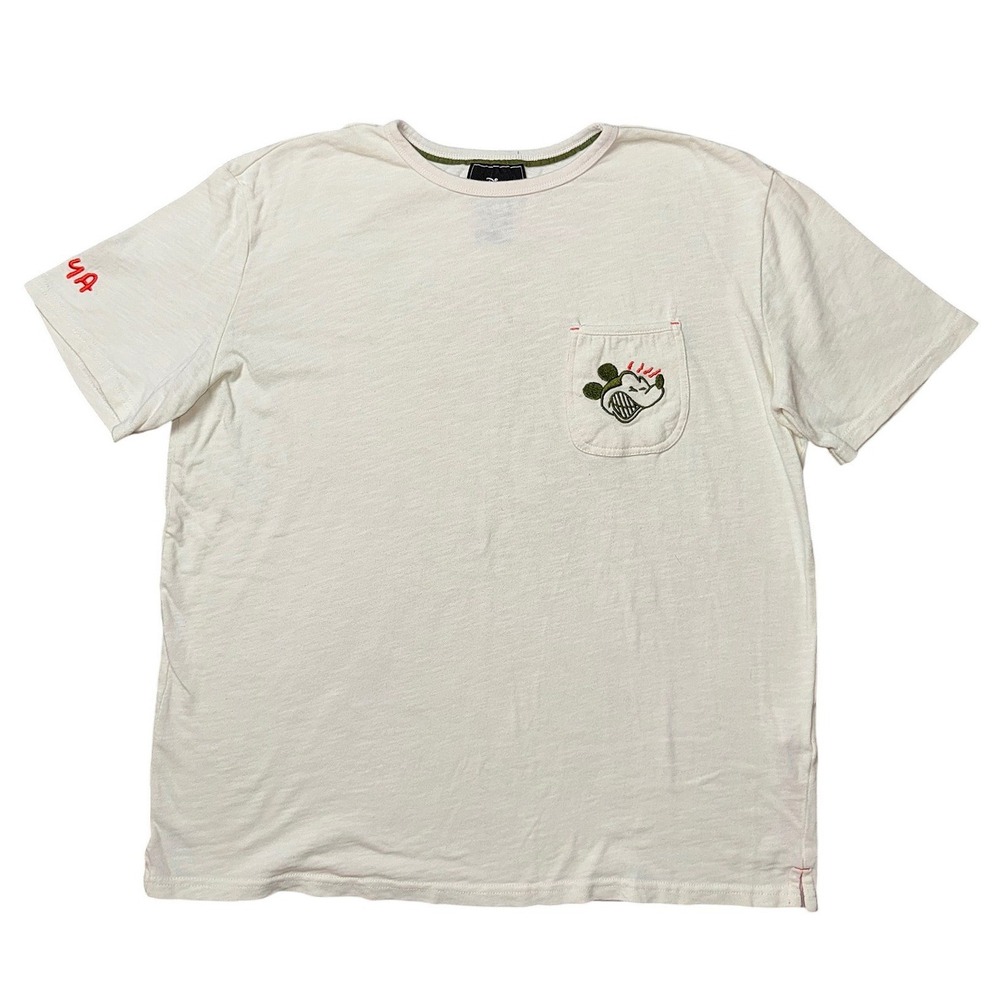 Disney Artist Series Bret Iwan Mickey Mouse Pocket T-Shirt Cream Mens Medium